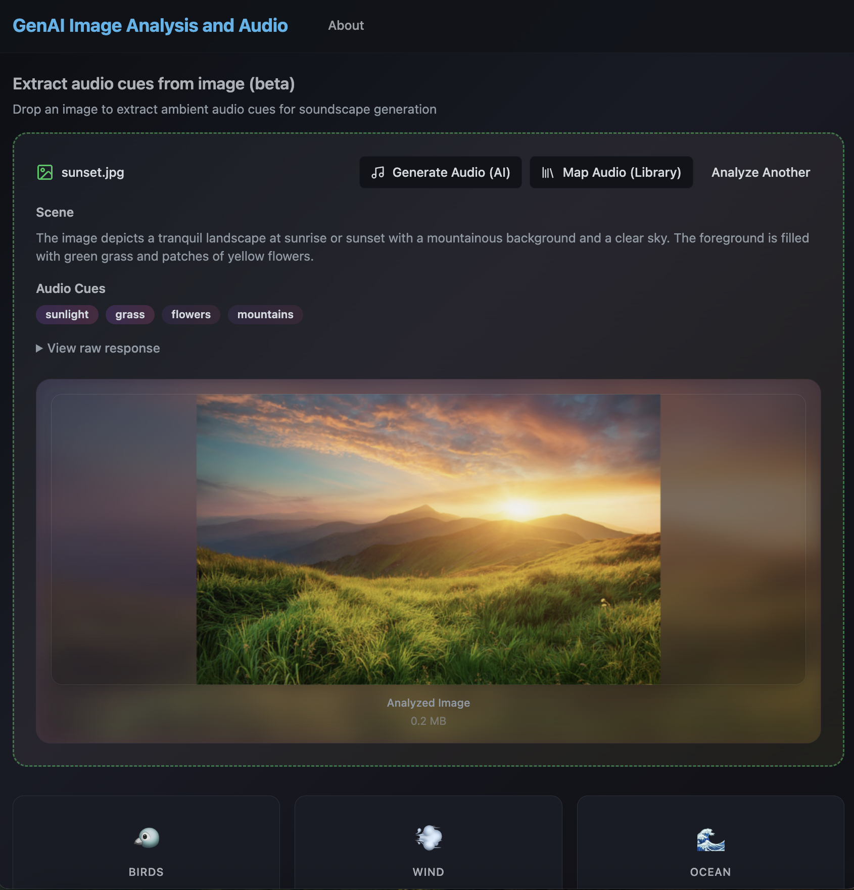 GenAI Image Analysis and Audio Application