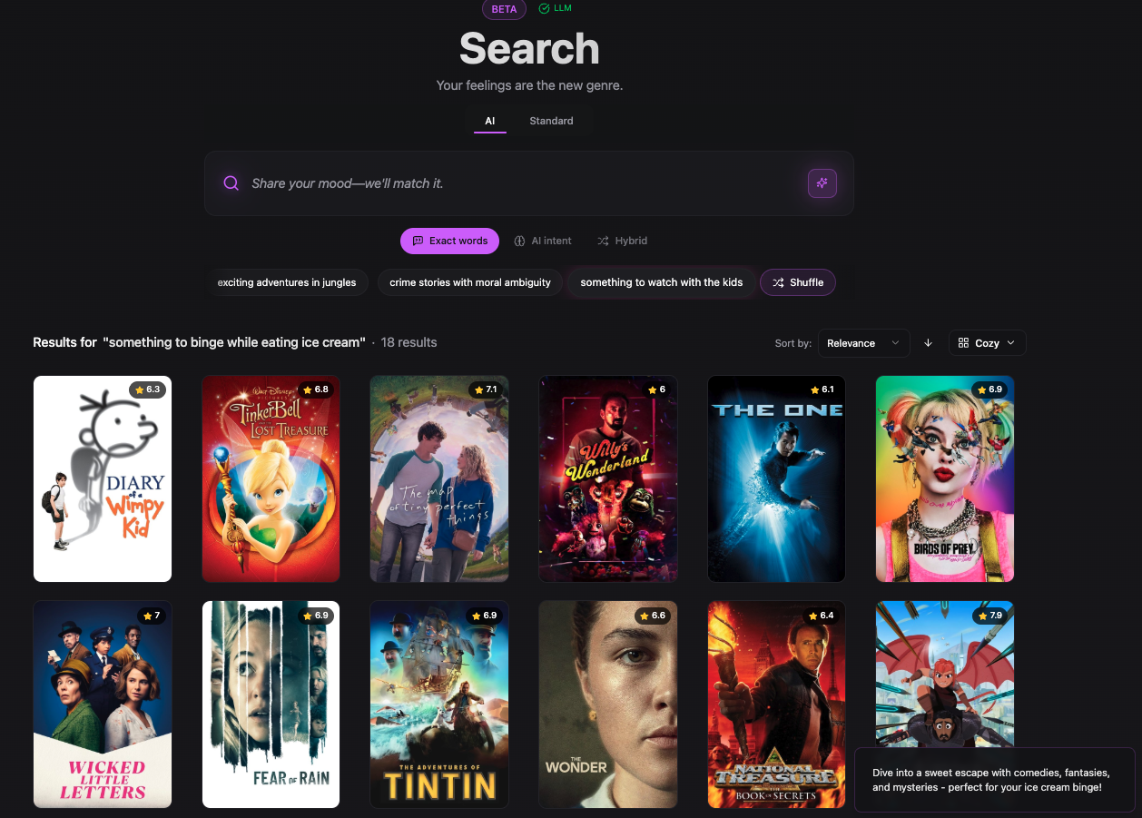 AI Movie Explorer landing page